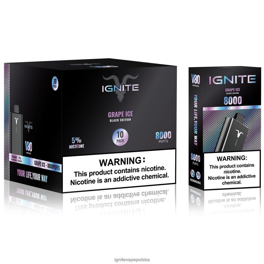 Ignite E Papieros Cena | IGNITE V80 vape pen 10 szt lód winogronowy 0648NZ57